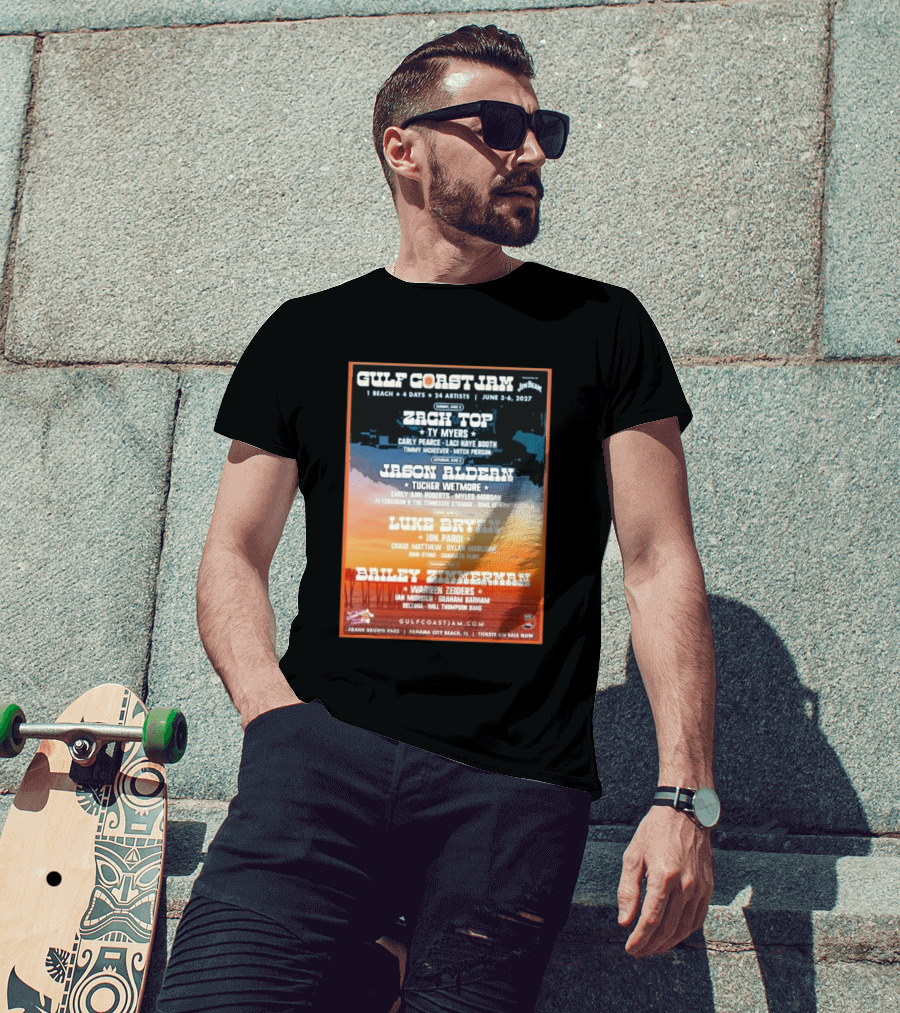 Gulf Coast Jam 2027 Panama City Beach June 3 6 Zach Top Jason Aldean Luke Bryan Bailey Zimmerman T-Shirt