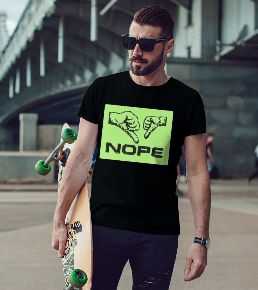 Nope Thumbs Down Pixel Art Dislike Expression T-Shirt
