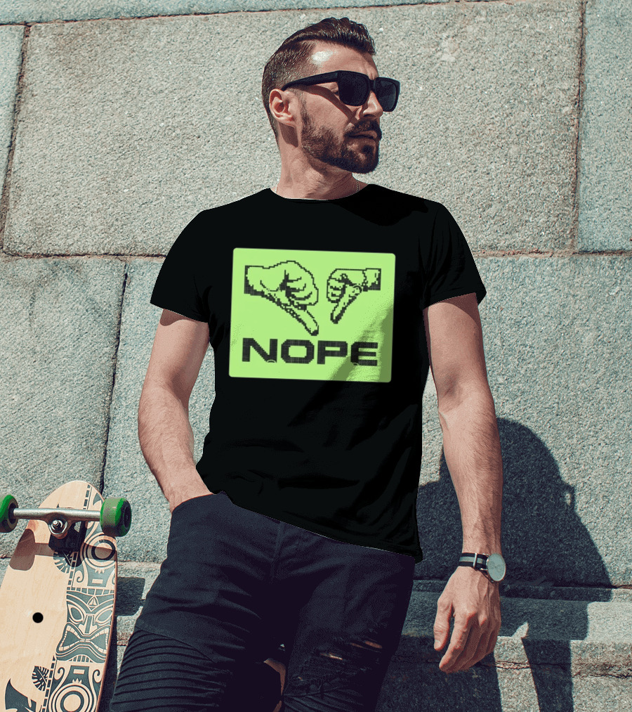Nope Thumbs Down Pixel Art Dislike Expression T-Shirt