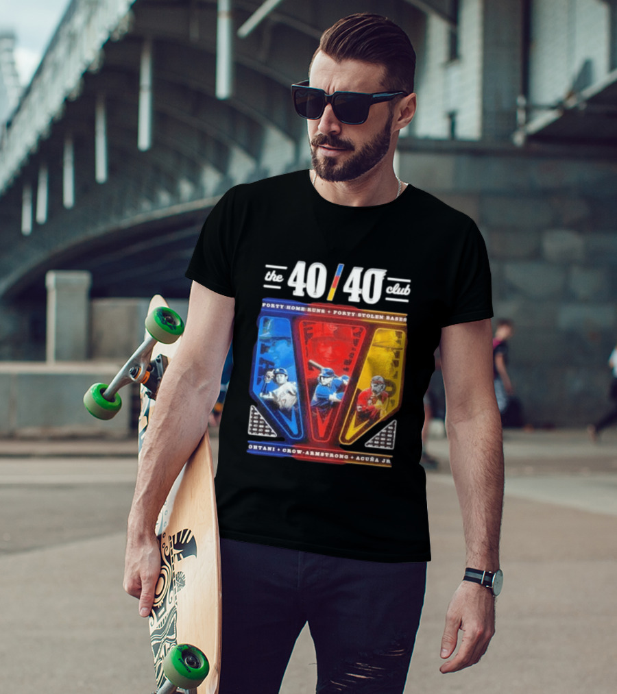 The 40 40 Club Forty Home Runs Forty Stolen Bases Ohtani Crow Armstrong Acuña Jr T-Shirt