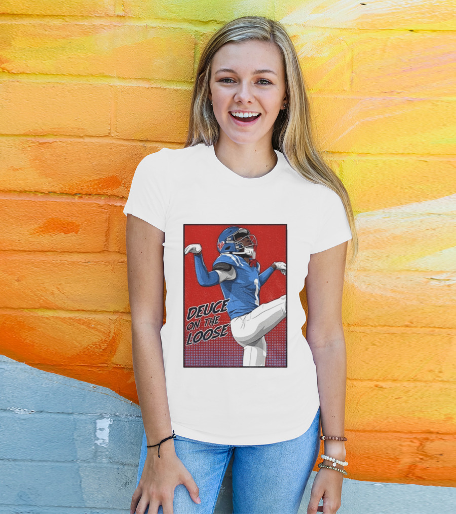 Deuce On The Loose Ole Miss Rebels Football Player Action T-Shirt