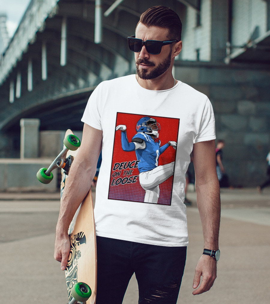 Deuce On The Loose Ole Miss Rebels Football Player Action T-Shirt