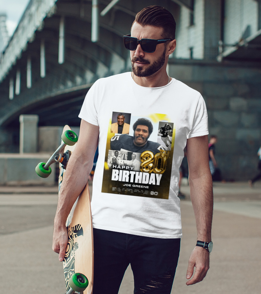 Happy 80th Birthday Joe Greene Pittsburgh Steelers 75 NFL Legend Iconic Moments T-Shirt