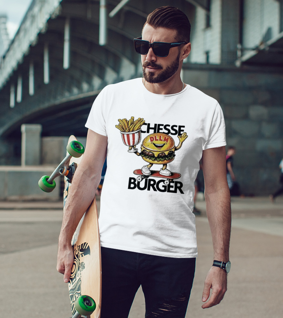 Hong Kong Dllm Chesse Burger Skateboard Fries T-Shirt