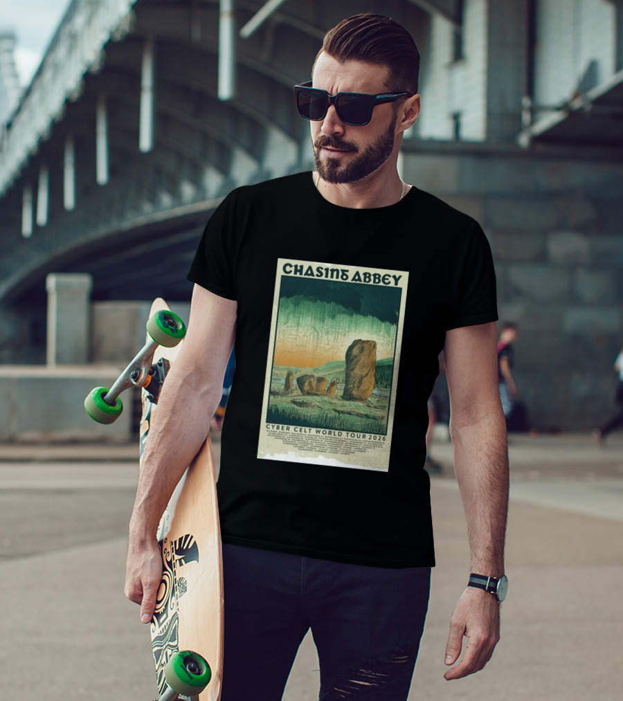 Chasin Abbey Cyber Celt World Tour 2026 Stone Circle Landscape T-Shirt
