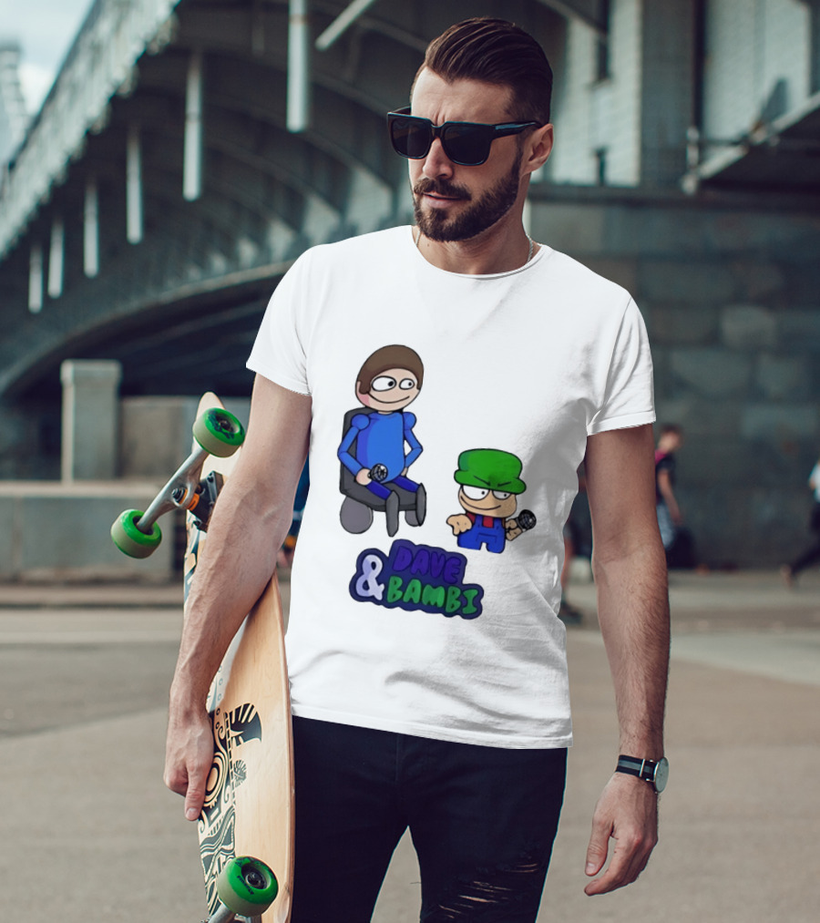 Friday Night Funkin Dave And Bambi Characters With Microphones T-Shirt