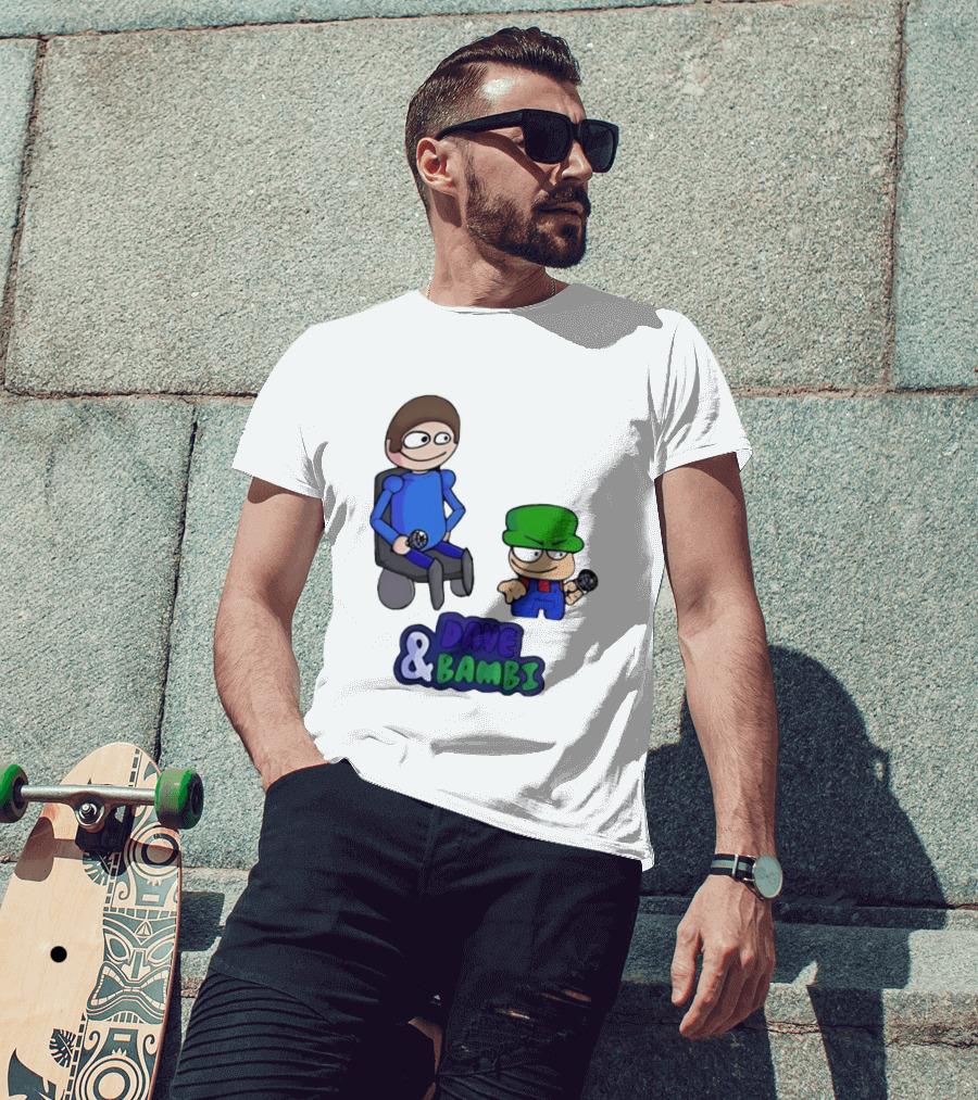 Friday Night Funkin Dave And Bambi Characters With Microphones T-Shirt