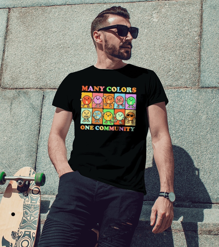 Many Colors Kindness One Community Cartoon Characters T-Shirt