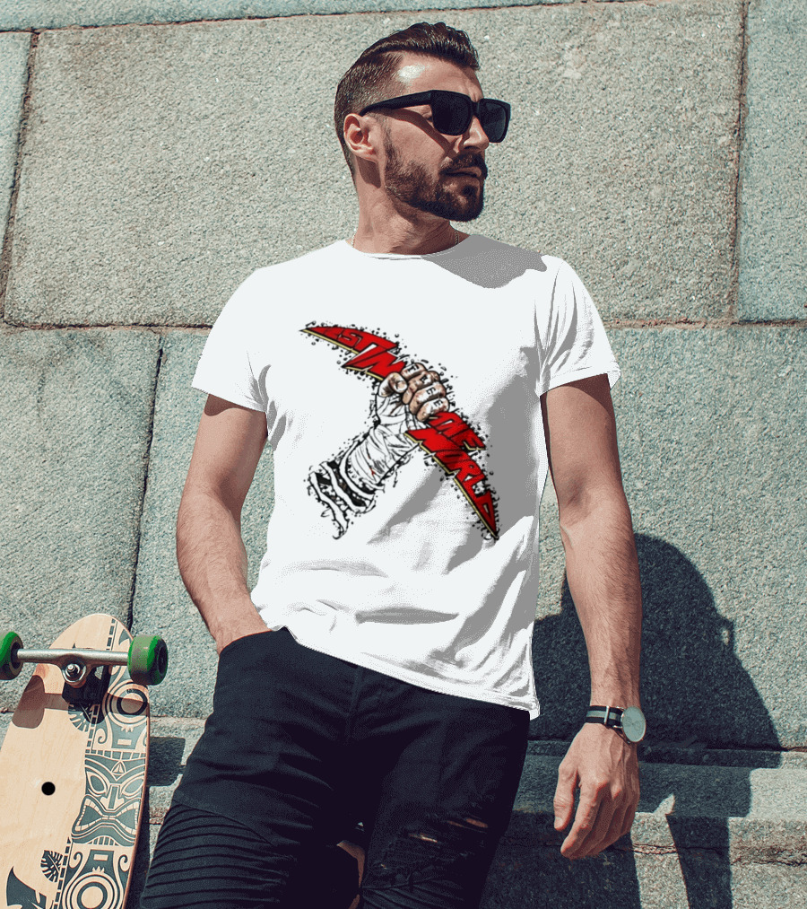 MMA Fighter Fist Power Justin The World Red And Black T-Shirt