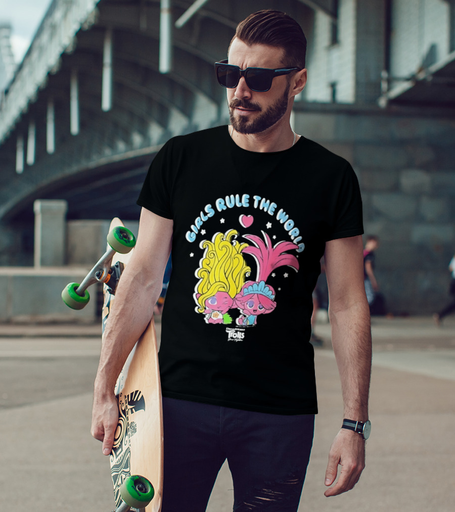 DreamWorks Trolls Band Together Girls Rule The World Bright Colorful T-Shirt