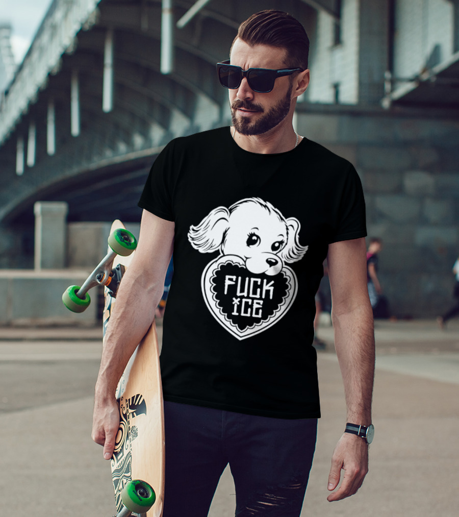 Fuck Ice Puppy Heart Protest Activism Dog T-Shirt