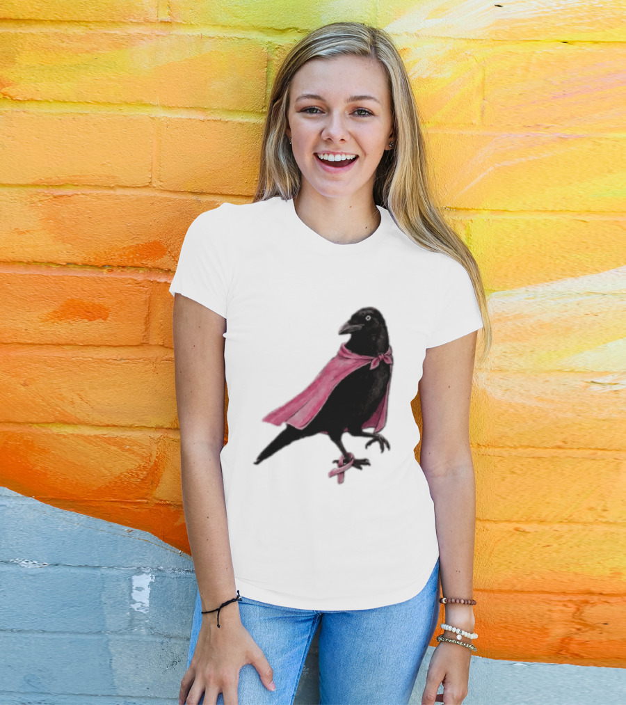 Breast Cancer Awareness Month Pink Ribbon Crow We Wear Pink In October T-Shirt