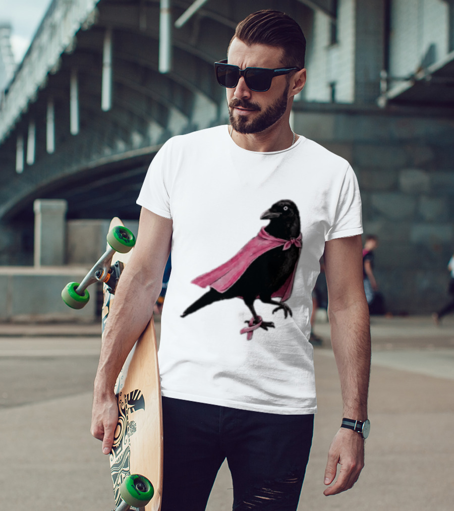 Breast Cancer Awareness Month Pink Ribbon Crow We Wear Pink In October T-Shirt