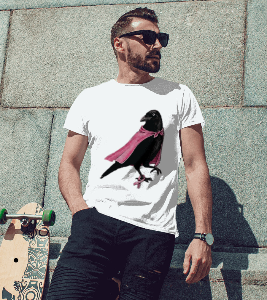 Breast Cancer Awareness Month Pink Ribbon Crow We Wear Pink In October T-Shirt