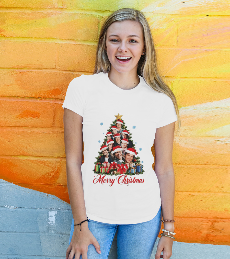 Merry Christmas All I Want For Christmas Is Damon Salvatore Santa Hat Christmas Tree T-Shirt