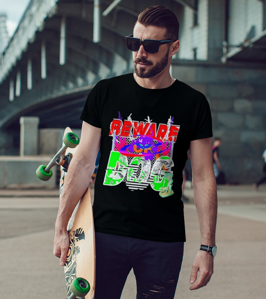 Beware Of Dog Streetwear Urban Graffiti Chain Link Fence T-Shirt