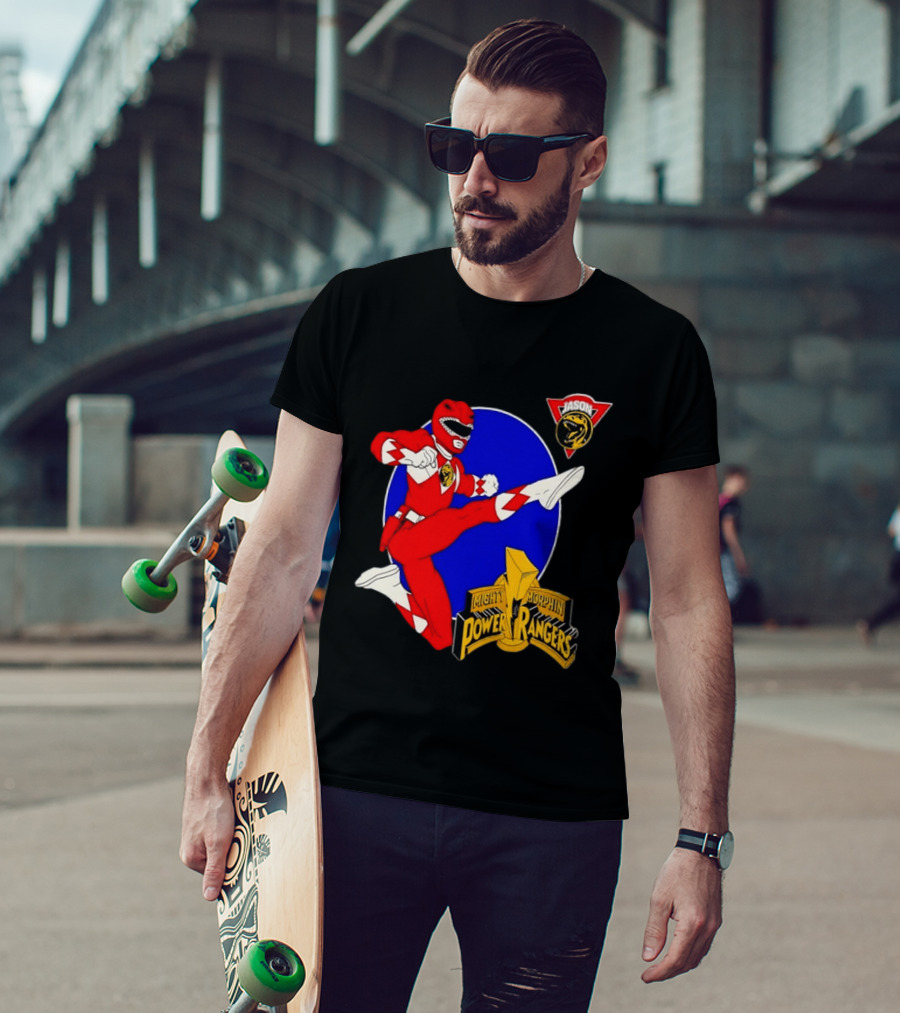 Jason Red Ranger Mighty Morphin Power Rangers Iconic Kick Pose Lion T-Shirt
