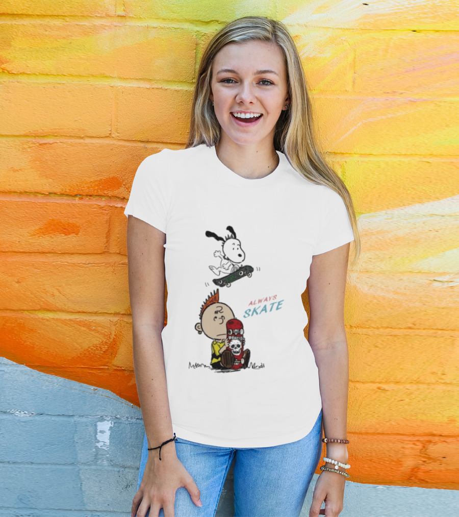 Charlie Brown Snoopy Always Skate NOFX Rancid T-Shirt