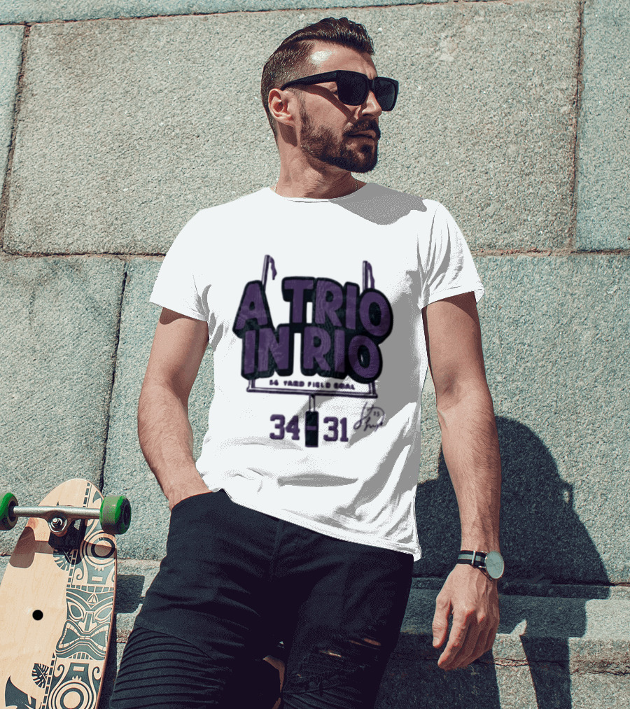 A Trio In Rio 34 31 Baltimore Ravens Victory Celebration T-Shirt