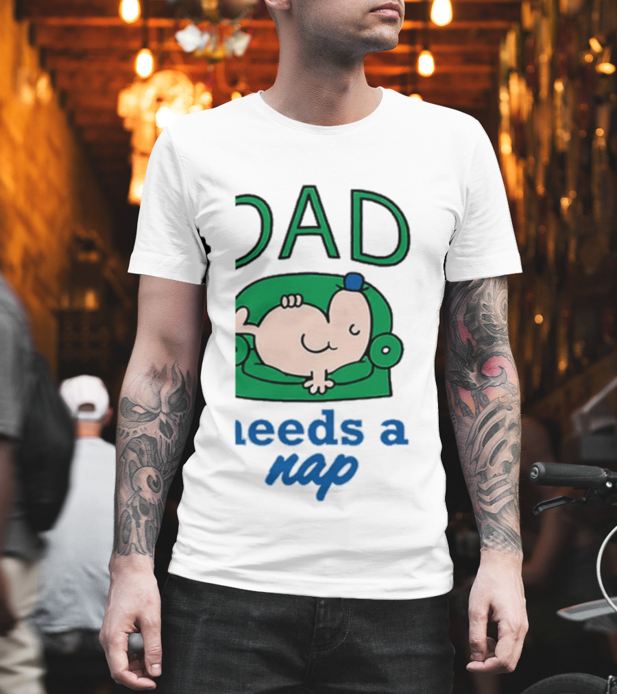 Dad Needs A Nap Cute Cartoon Sleeping Couch T-Shirt