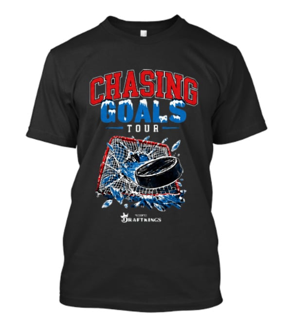Chasing Goals Tour Hockey Net Puck Barstool Sports Spittin Chiclets T-Shirt