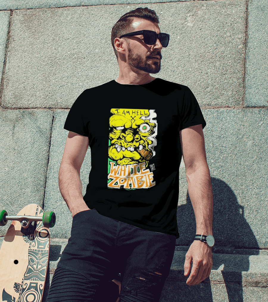 White Zombie I Am Hell Heavy Metal Band Artwork Monster Face T-Shirt