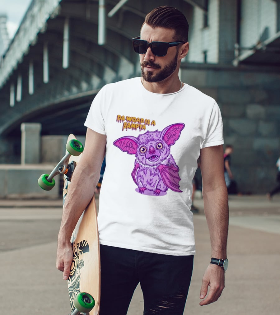 Da Woad Is A Bampya Purple Bat Vampire Cartoon T-Shirt