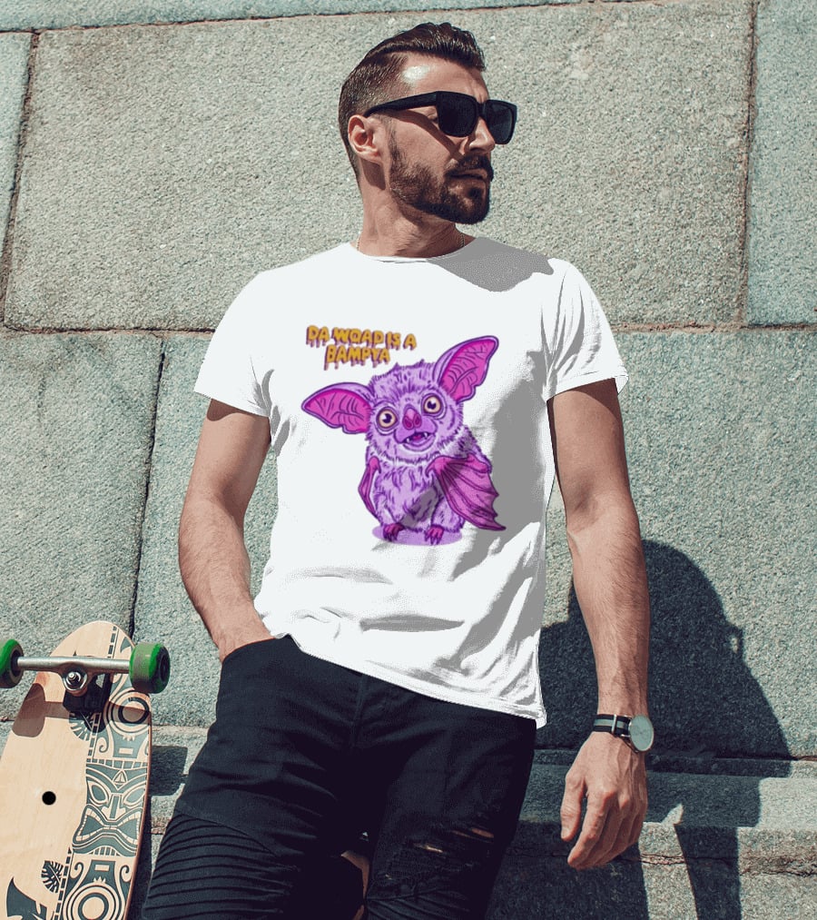 Da Woad Is A Bampya Purple Bat Vampire Cartoon T-Shirt