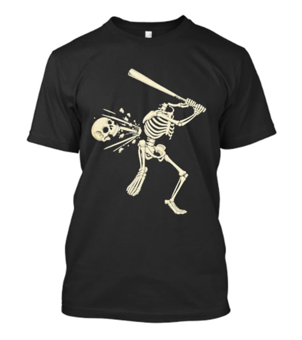 Swinging Skeleton Softball Halloween Vintage Skull Batter T-Shirt