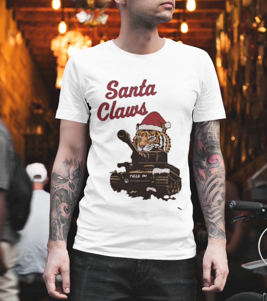 Santa Claws Tiger 131 Tank Museum Christmas T-Shirt
