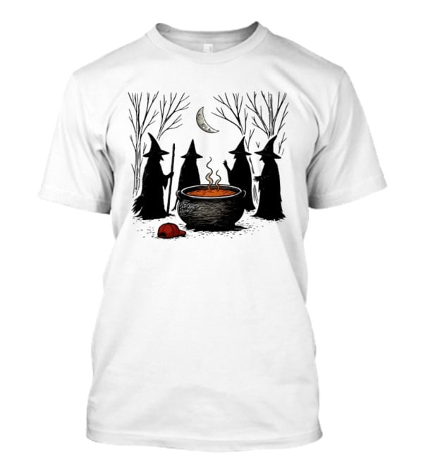 Midnight Witches Gathering Cauldron Moonlit Forest Baseball Cap T-Shirt