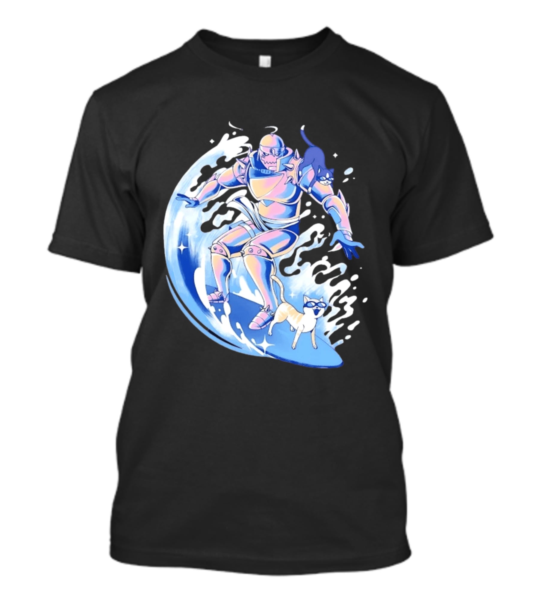 Alphonse Elric Surfing Adventure With Cool Cats On Waves T-Shirt