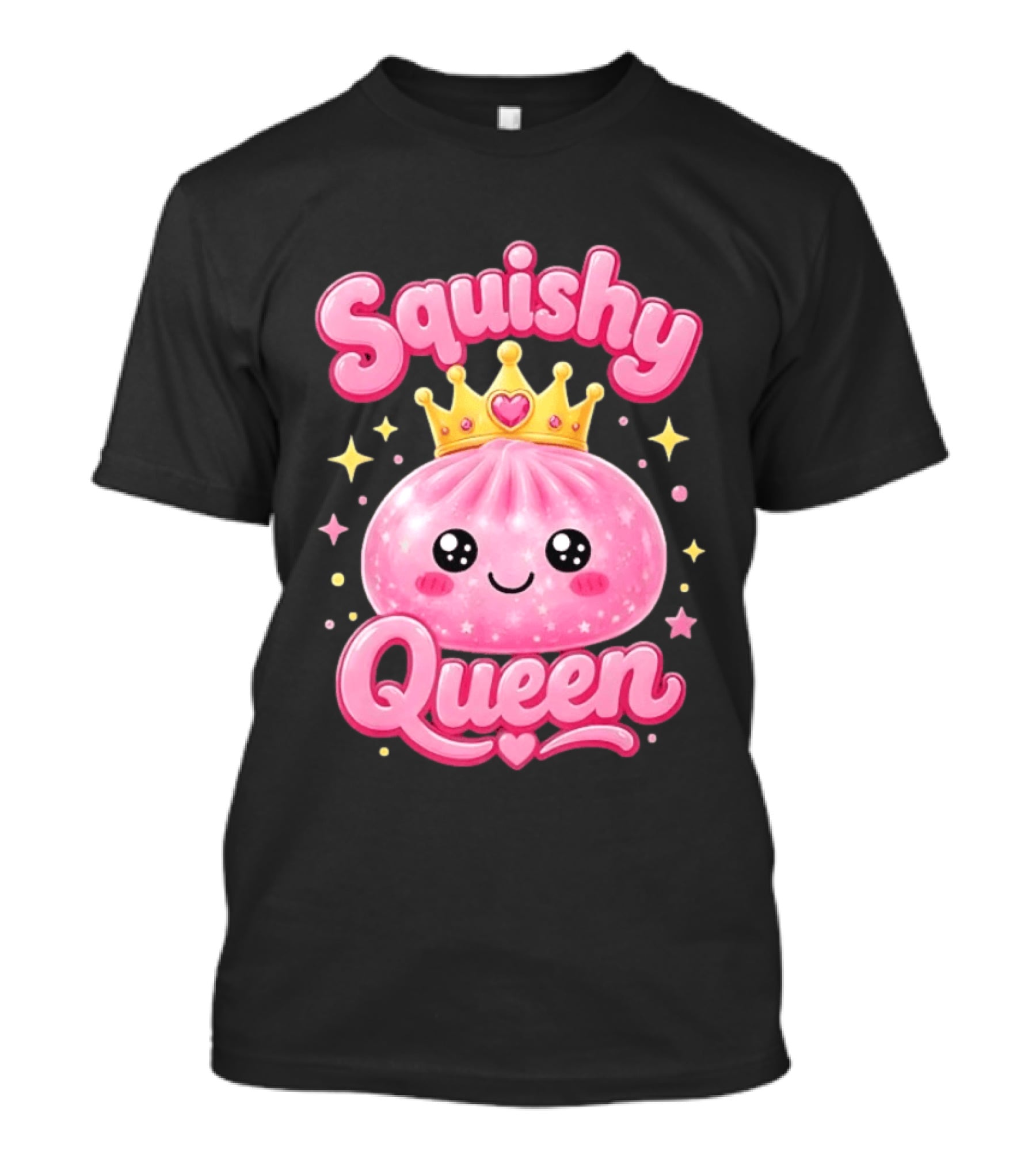 Squishy Queen Kawaii Mochi Pink Princess Cute Crown Stars T-Shirt