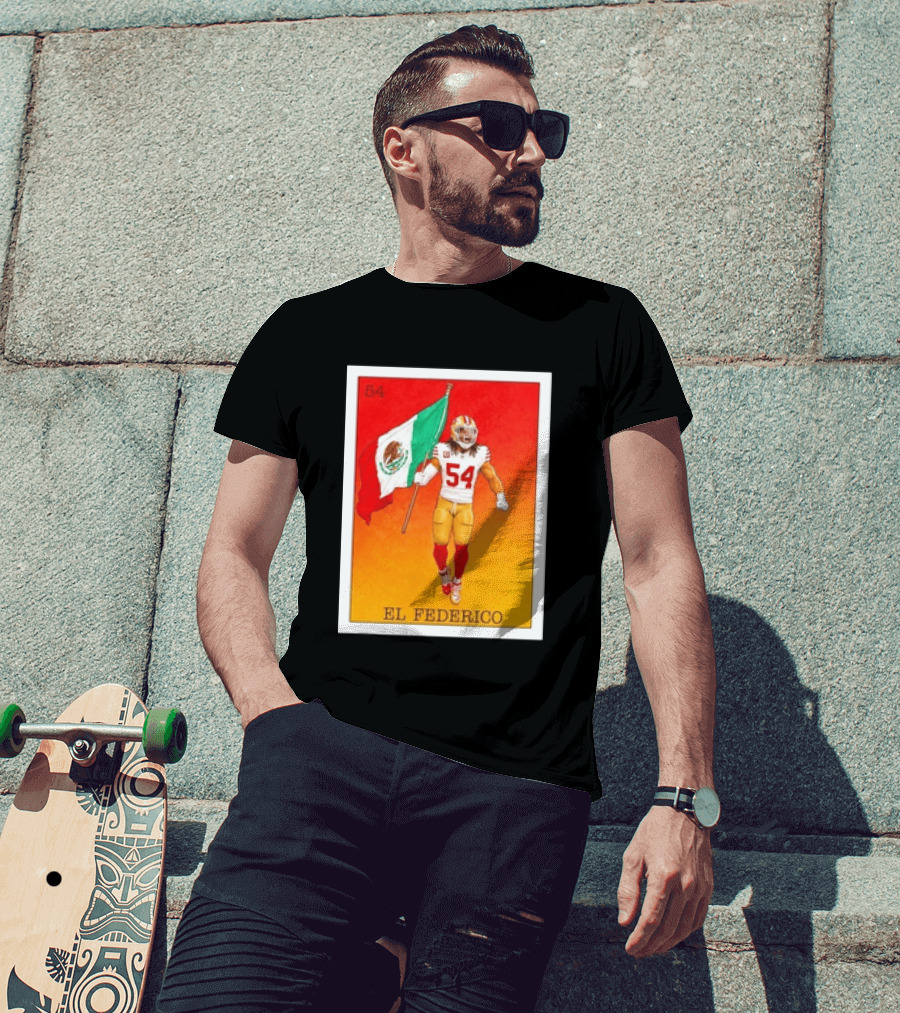Fred Warner San Francisco 49ers El Federico Loteria Card Mexican Flag Icon 54 T-Shirt
