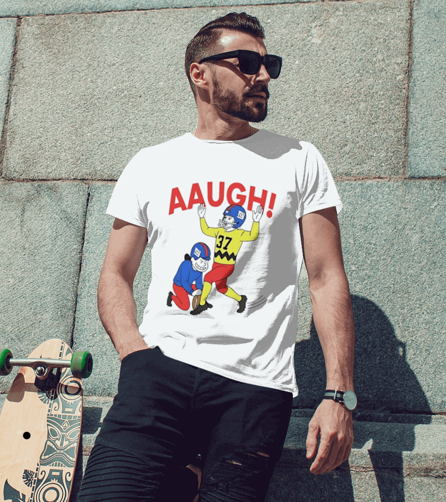 Charlie Brown New York Giants AAUGH Football 37 Peanuts Comic T-Shirt