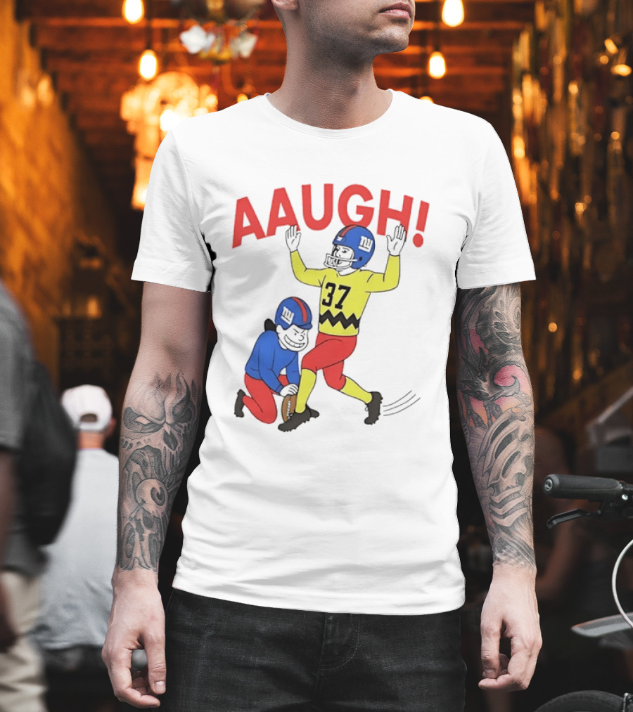 Charlie Brown New York Giants AAUGH Football 37 Peanuts Comic T-Shirt