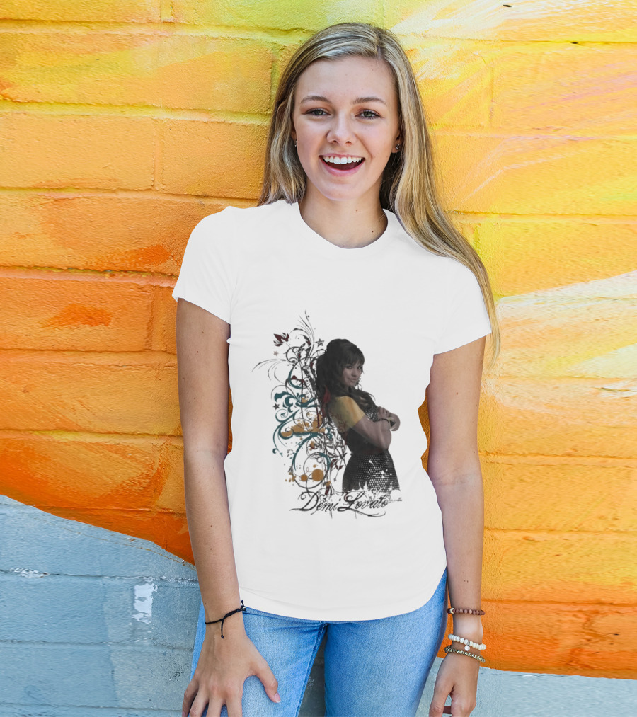 Demi Lovato Floral Music Artist Vibrant Pop Star T-Shirt