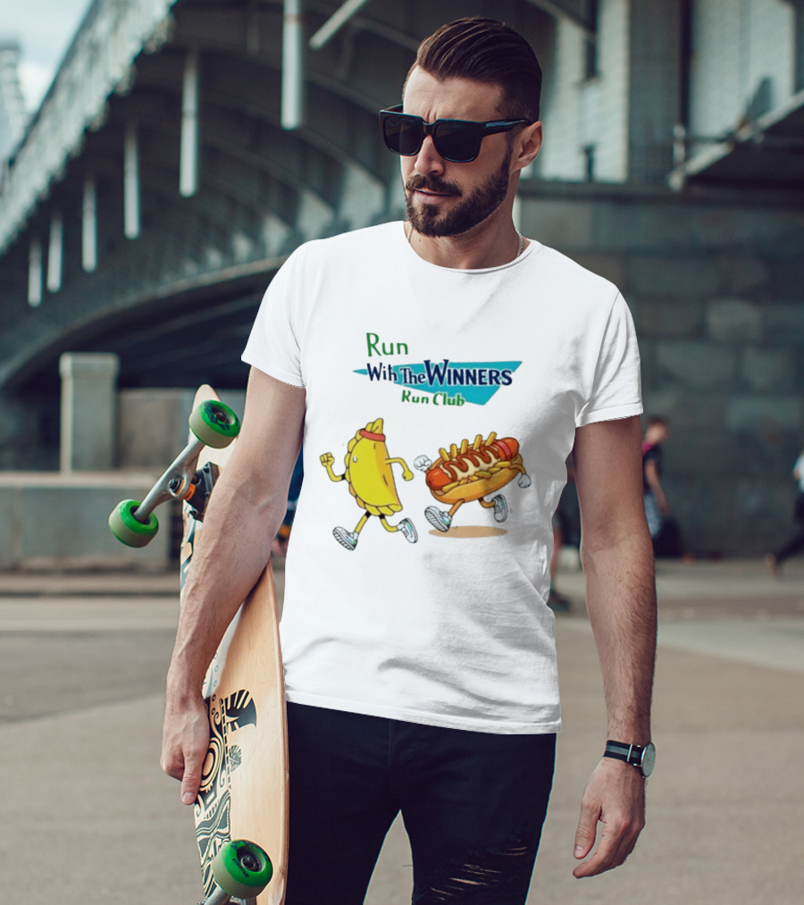 Run With The Winners Run Club Empanada And Hot Dog Race T-Shirt