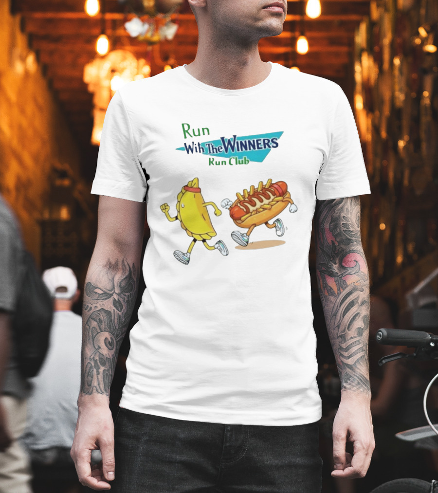 Run With The Winners Run Club Empanada And Hot Dog Race T-Shirt