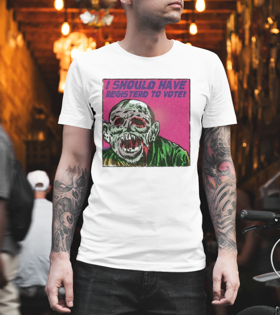 Zombie Meme I Should Have Registered To Vote תובבש Uteזחגרט Zombiebo T-Shirt