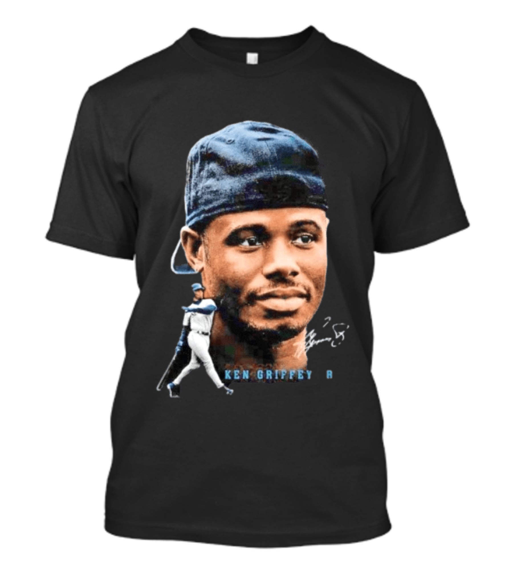 Ken Griffey Jr Seattle Mariners Portrait Signature Baseball Legend T-Shirt