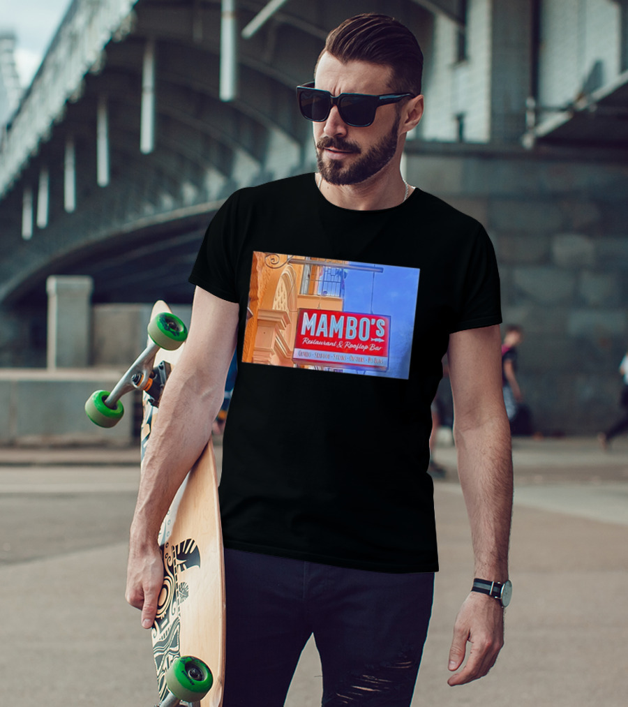 Mambo's Restaurant And Rooftop Bar Gumbo Seafood Steaks Oysters Po Boys T-Shirt