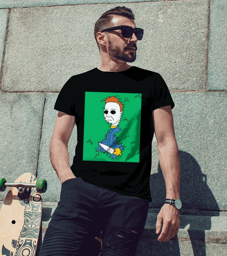 Michael Myers Halloween Bushes Knife Humor T-Shirt