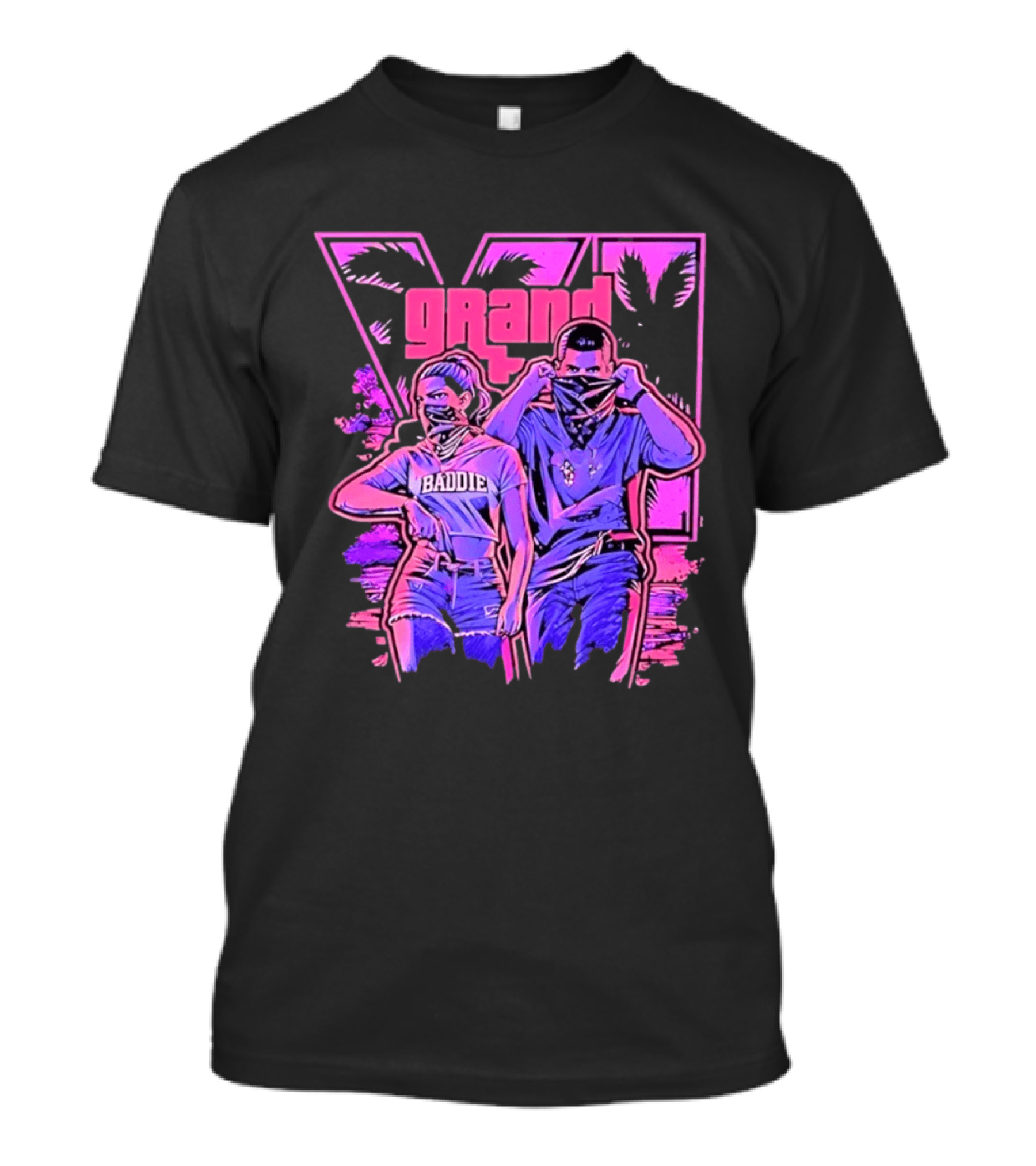 Grand Baddie Couple Neon Vibes Streetwear T-Shirt