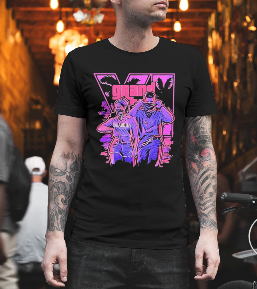 Grand Baddie Couple Neon Vibes Streetwear T-Shirt