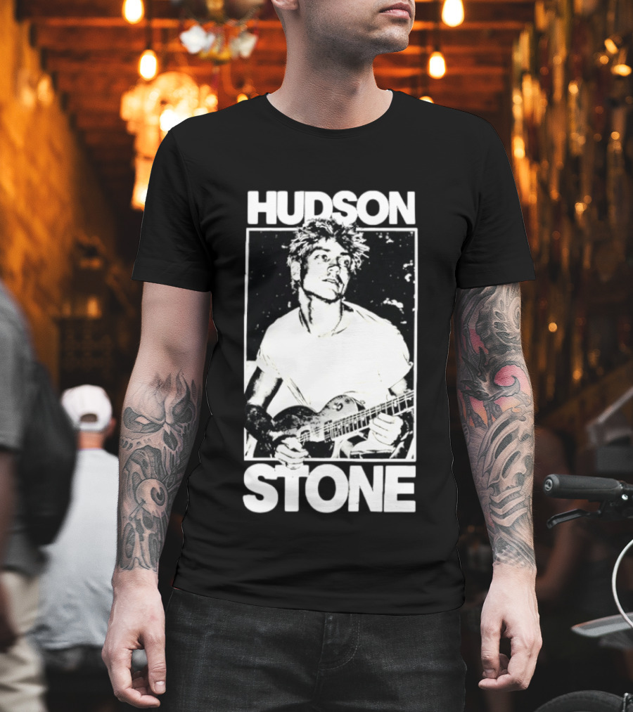 Hudson Stone Distressed Musician Black And White Image T-Shirt