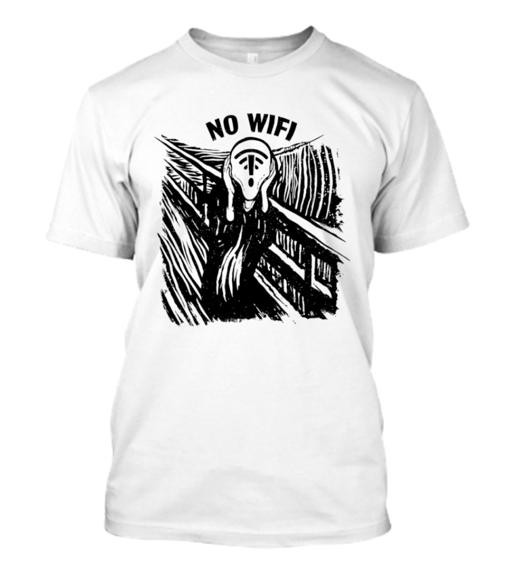 No WiFi The Scream Edvard Munch Network Signal T-Shirt