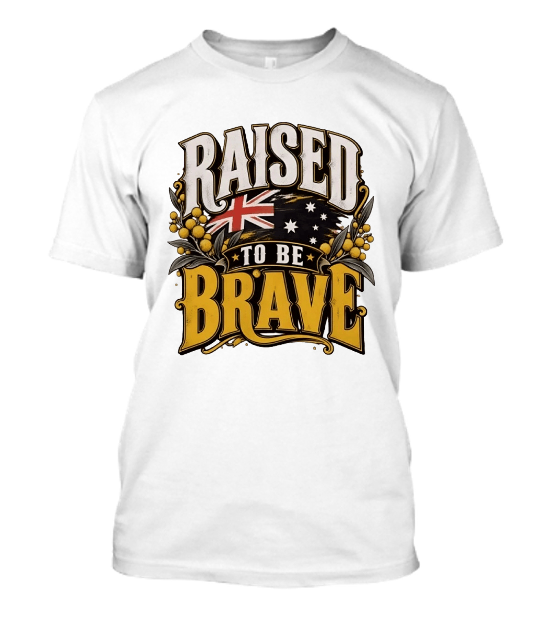 Raised To Be Brave Australian Flag With National Pride And Floral T-Shirt