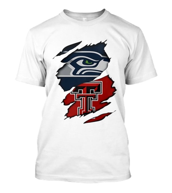 Seattle Seahawks Texas Tech Red Raiders Ripped T-Shirt