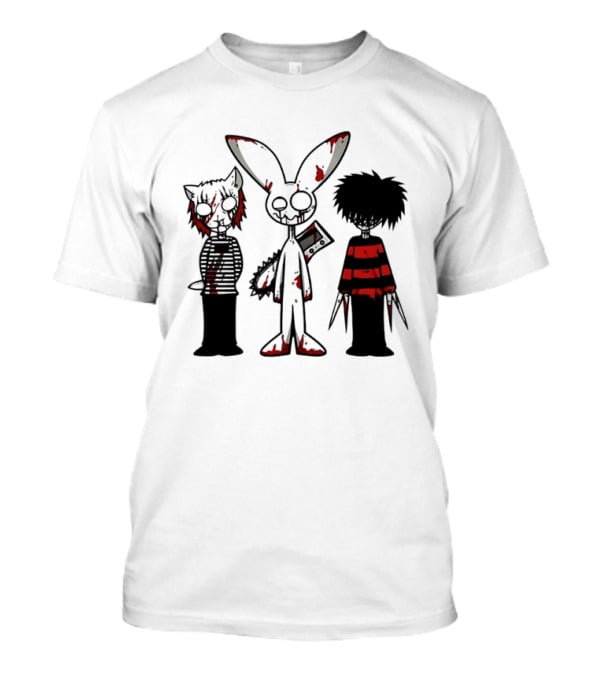Bloody Max And Friends Horror Icons With Chainsaw And Knives T-Shirt